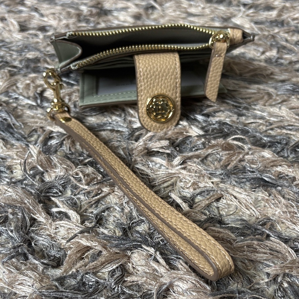 Nanette Lepore Olive, Cream & Tan Leather Wristlet Card Holder - Picture 5 of 12